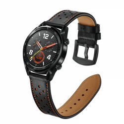 krasscom Curea ceas din piele, 22 mm, pentru Galaxy Watch 3 45mm, Gear S3 Frontier, Huawei Watch GT 3, Huawei Watch GT 2 46mm, Huawei Watch GT, negru (FITBAND205)