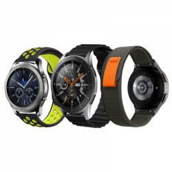 krasscom Set 3 curele pentru ceas, 22 mm, pentru Galaxy Watch 3 45mm, Gear S3 Frontier, Huawei Watch GT 3, Huawei Watch GT 2 46mm, Huawei Watch GT, silicon, nylon, negru, verde, portocaliu (CUFIS128)