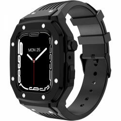 krasscom Curea din silicon pentru Apple Watch 4/ Apple Watch 5/ Apple Watch 6/ Apple Watch SE de 44mm cu carcasa metalica, negru (FITBAND238)
