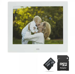 KRASSUS Rama foto digitala MW-087DPF LCD de 8 inch cu telecomanda, alb + card de memorie microSD 16GB si adaptor (DIGIRAM009)
