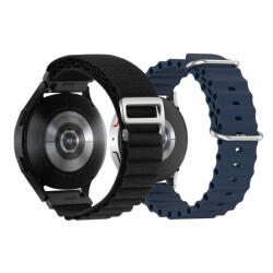 krasscom Set 2 curele pentru ceas, 22 mm, pentru Galaxy Watch 3 45mm, Gear S3 Frontier, Huawei Watch GT 3, Huawei Watch GT 2 46mm, Huawei Watch GT, oxford-negru, sillicon-albastru (CUFIS140)