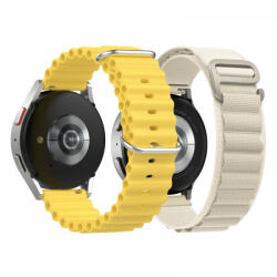 krasscom Set 2 curele pentru ceas, 22 mm, pentru Galaxy Watch 3 45mm, Gear S3 Frontier, Huawei Watch GT 3, Huawei Watch GT 2 46mm, Huawei Watch GT, alb, galben (CUFIS142)