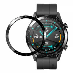 krasscom Folie de protectie ecran fullsize 3D pentru Huawei Watch GT2, 46mm, din fibra de sticla si hidrogel, negru (GLAFIS038)