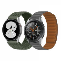 krasscom Set 2 curele pentru ceas, 22 mm, pentru Galaxy Watch 3 45mm, Gear S3 Frontier, Huawei Watch GT 3, Huawei Watch GT 2 46mm, Huawei Watch GT, gri, verde (CUFIS145)