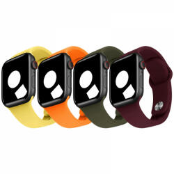 krasscom Set 4 curele Apple Watch Ultra/ 3 / 4 / 5 / 6 / 7 / 8 / SE series 42 / 44 / 45 / 49 mm, portocaliu, galben, visiniu, verde (CUFIS122)