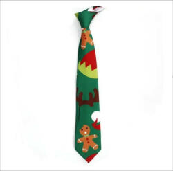 Ianthe Karácsonyi nyakkendő, zöld, süti mintás, poliészter, 145 x 8 cm (5995206006084)