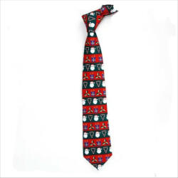 Ianthe Karácsonyi nyakkendő, sötétzöld-piros télapó mintás, poliészter, 145 x 8 cm (5995206006121)