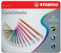 STABILO Pasztell ceruza készlet, kerek, fém doboz, STABILO CarbOthello , 24 különböző szín (1424-6) - irodaszermost