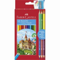 Faber-Castell Színes ceruza készlet, hatszögletű, FABER-CASTELL, 12 különböző szín + 3 db bicolor ceruza (110312)