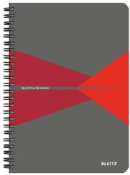Leitz Spirálfüzet, A5, vonalas, 90 lap, laminált karton borító, LEITZ Office , szürke-piros (44590025) - irodaszermost