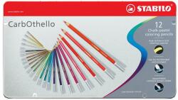 STABILO Pasztell ceruza készlet, kerek, fém doboz, STABILO CarbOthello , 12 különböző szín (1412-6)