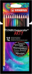 STABILO Akvarell ceruza készlet, STABILO Aquacolor ARTY , 12 különböző szín (1612-1-20) - irodaszermost