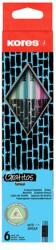 Kores Grafitceruza radírral, HB, háromszögletű, KORES Style Cracked , vegyes metál színek (92813) - irodaszermost