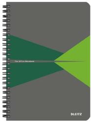 Leitz Spirálfüzet, A5, kockás, 90 lap, laminált karton borító, LEITZ Office , szürke-zöld (44580055) - irodaszermost