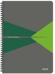 Leitz Spirálfüzet, A4, kockás, 90 lap, laminált karton borító, LEITZ Office , szürke-zöld (46470055)