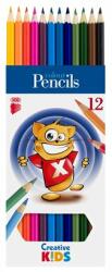 ICO Színes ceruza készlet, hatszögletű, ICO Creative Kids , 12 különböző szín (7140144002/7140051001)