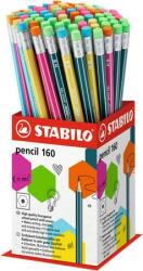 STABILO Grafitceruza radírral display, HB, hatszögletű, STABILO Pencil 160 (2160/72-1HB)