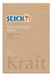 STICK N Öntapadó jegyzettömb, vonalas, 150x101 mm, 100 lap, STICK N Kraft Notes (21641) - irodaszermost