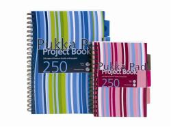 Pukka Pad Spirálfüzet, A4, vonalas, 125 lap, PUKKA PAD Stripe project book (A15555081/PROBA4-LINED)