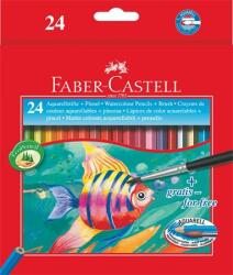 Faber-Castell Akvarell ceruza készlet, hatszögletű, ecsettel, FABER-CASTELL, 24 különböző szín (114425) - irodaszermost