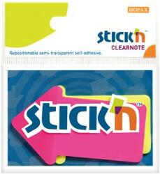 STICK N Jelölőcímke, nyíl, műanyag, 2x30lap, 76x50mm, STICK N, neon színek (21141) - irodaszermost