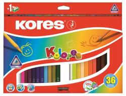 Kores Színes ceruza készlet, háromszögletű, KORES Triangular , 36 különböző szín (93336) - irodaszermost