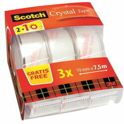 Scotch Crystal Clear 19mmx7, 5m 2+1 ragasztószalag-adagoló (7100088402)