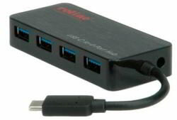Roline USB 3.2 Gen 1 Hub, 4 port, C típusú csatlakozókábel tápellátással (14.02.5035-5)
