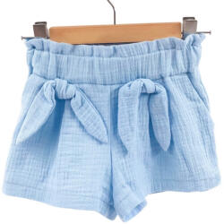 Too Pantaloni scurti pentru copii, din muselina, cu talie lata, Bluebird, 3-4 ani (PSVMTL34BLUEBIRD)