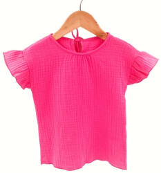 Too Tricou cu volanase la maneci pentru copii, din muselina, Pink Pop, 12-18 luni (TMV1218BD)