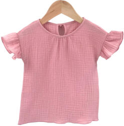 Too Tricou cu volanase la maneci pentru copii, din muselina, Blushing Pink , 12-18 luni (TMV1218RR)
