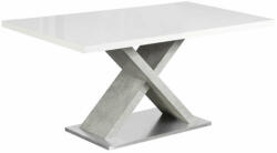  Étkezőasztal, fehér magasfényű HG/beton, 160x90 cm, FARNEL (0000229188)