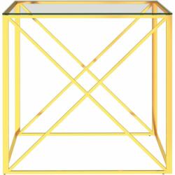 vidaXL Aranyszínű üveg és rozsdamentes acél dohányzóasztal 55x55x55 cm (289022)