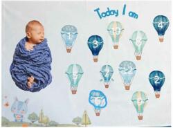 Milestone Pătură foto Milestone - Baloane, 70 x 100 cm, albastru (101119) Lenjerii de pat bebelusi‎, patura bebelusi