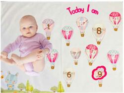 Milestone Pătură foto Milestone - Baloane, 70 x 100 cm, roz (101118) Lenjerii de pat bebelusi‎, patura bebelusi