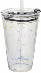 Pufo Stars átlátszó üveg kávésbögre tetővel, 450 ml (Pufo2791)