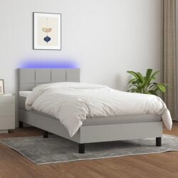 vidaXL világosszürke szövet rugós és LED-es ágy matraccal 100x200 cm (3133133) - vidaxl