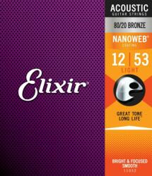 ELIXIR 80/20 Bronze NanoWeb 12-53(11052) Light akusztikus húrkészlet - hangszerabc