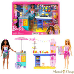 Mattel : Barbie Beach Boardwalk Játékkészlet Brooklyn És Malibu Babákkal (HNK99)
