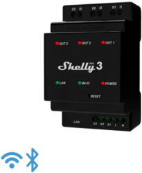 Shelly PRO3 Pro 3, 3 áramkörös Wifi+Ethernet+Bluet. okosrelé (SHELLY-PRO3)