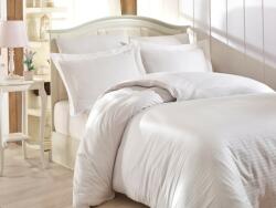 Nazenin Home® Lenjerie de pat satin de lux 6 piese, Nazenin Home, Line Alb(Beyaz) Lenjerie de pat
