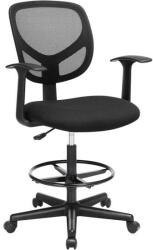 SONGMICS Ergonomikus irodai szék kartámaszokkal, forgó szék 55-75 cm ülésmagasság, Fekete