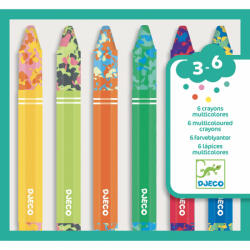DJECO Művészeti műhely - 6 többszínű viaszkréta - 6 multicoloured crayons (9006)