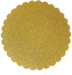 Arany színű kör alakú fodros karton tortaalátét - Csillogó - 25 cm