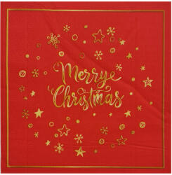  16 darabos papír szalvéta - Karácsonyi minta - Merry Christmas felirattal