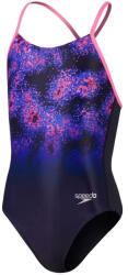 Speedo placement lane line back girls navy/pink/cobalt pop 140cm