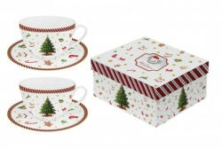 Duo Gift Porceláncsésze+alj 280ml, 2 személyes, dobozban, Christmas Tree 2
