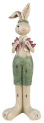 Clayre & Eef Zöld rövidnadrágos nyuszi répával, húsvéti dekorfigura 11x10x33cm