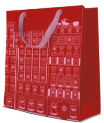 Paw Christmas Tenements red papír ajándéktáska, premium medium 20x25x10cm