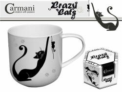 Hanipol Carmani Porcelánbögre 500ml, fekete macskás, felfele kapaszkodó